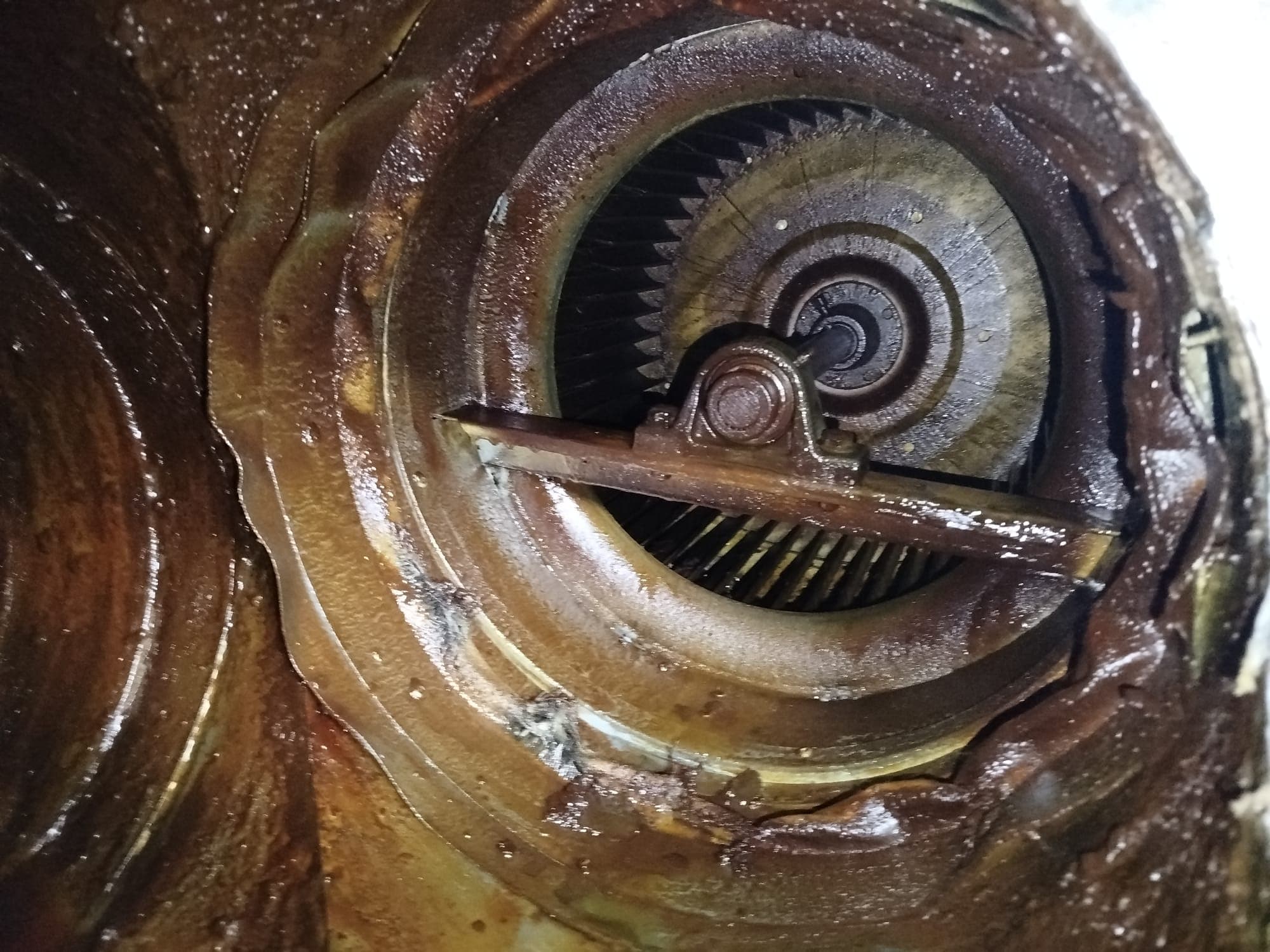 Interior de un extractor durante una intervención de desengrase