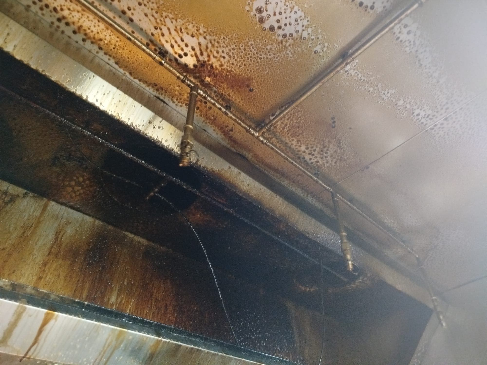 Superficies interiores de una campana profesional durante el desengrase